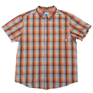 Columbia Omni-Shade Plaid Shirt‎ in Orange, White And Blue Mens XL